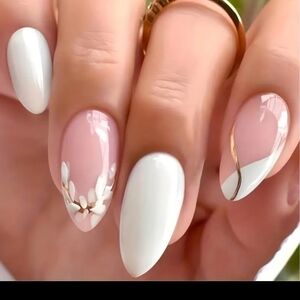 24 Pcs Elegant White and Pink Nails BUY ONE GET ONE FREE